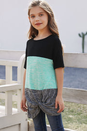 Girls Color Block Twisted Tunic Tee - Ruby's Fashion