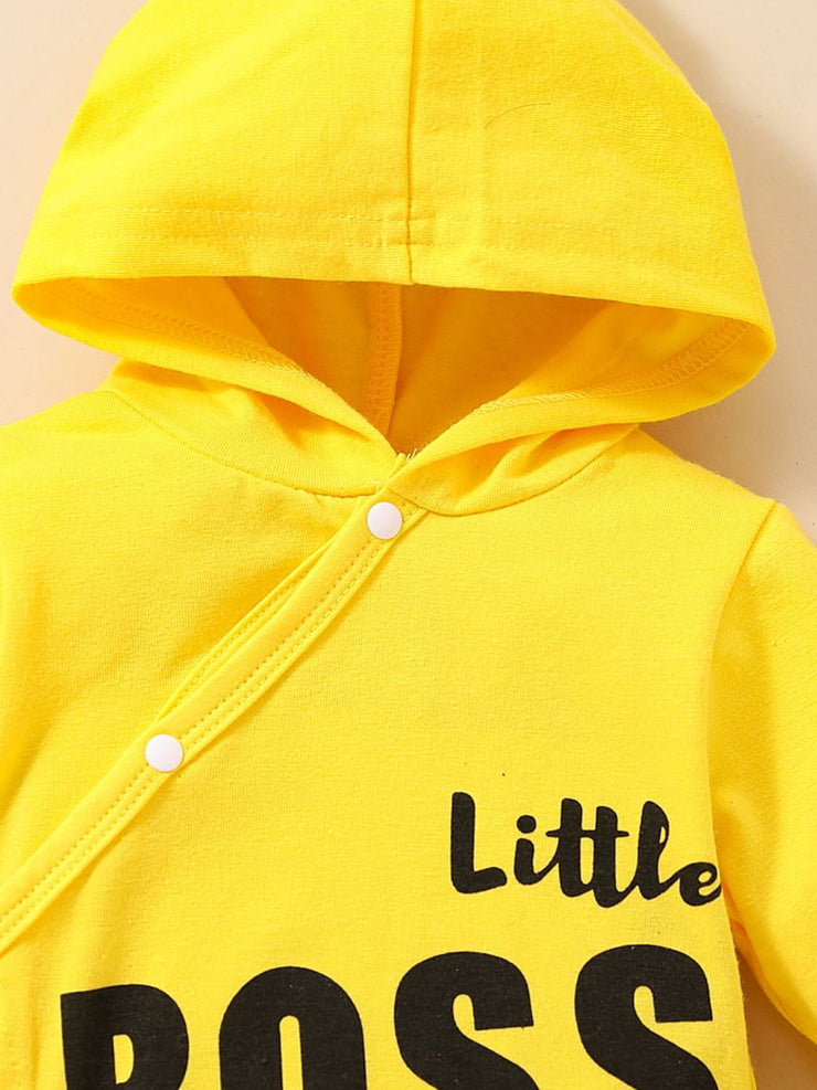 Baby LITTLE BOSS Graphic Hooded Jumpsuit - Ruby's Fashion