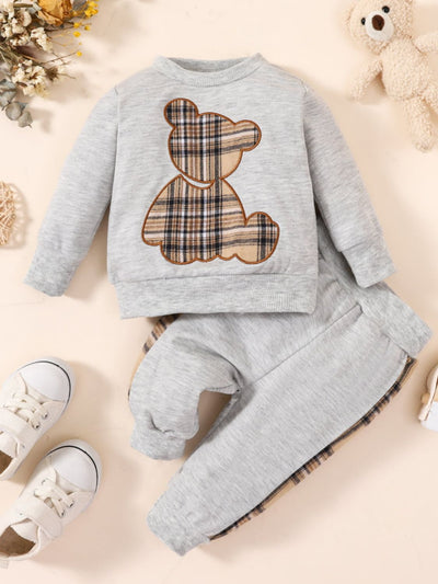 Baby Bear Graphic Sweatshirt and Joggers Set - Ruby's Fashion