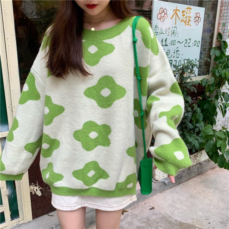 2021 ins new fashion Women Sweaters Winter Women Flower Sweaters over size women pullover sweaters - Ruby's Fashion