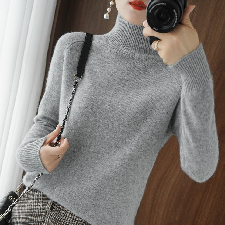 Turtleneck Pullover Fall/winter 2022 Cashmere Sweater Women Pure Color Casual Long-sleeved Loose Pullover Bottoming Women&#39;s - Ruby's Fashion