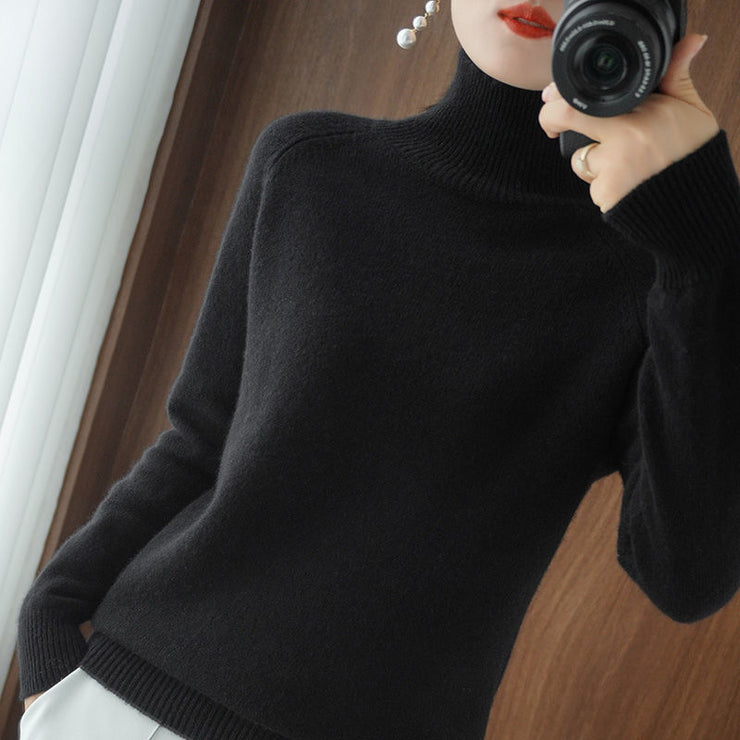 Turtleneck Pullover Fall/winter 2022 Cashmere Sweater Women Pure Color Casual Long-sleeved Loose Pullover Bottoming Women&#39;s - Ruby's Fashion