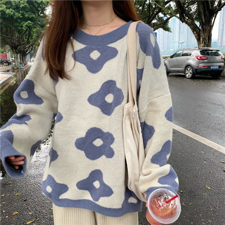 2021 ins new fashion Women Sweaters Winter Women Flower Sweaters over size women pullover sweaters - Ruby's Fashion