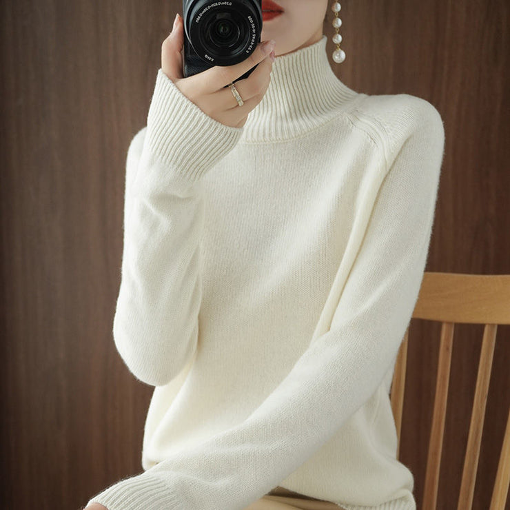 Turtleneck Pullover Fall/winter 2022 Cashmere Sweater Women Pure Color Casual Long-sleeved Loose Pullover Bottoming Women&#39;s - Ruby's Fashion