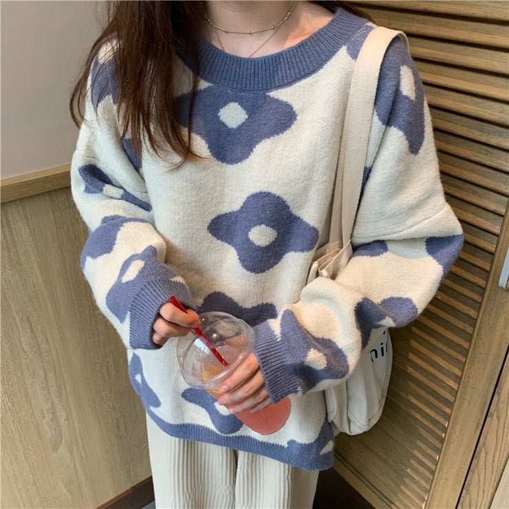 2021 ins new fashion Women Sweaters Winter Women Flower Sweaters over size women pullover sweaters - Ruby's Fashion