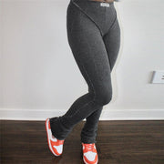 Women Unique Bright Line Casual Trousers   Decoration Irregular Shape Pants High Waist Stretchy Sporty Casualwear - Ruby's Fashion