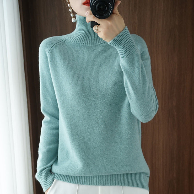 Turtleneck Pullover Fall/winter 2022 Cashmere Sweater Women Pure Color Casual Long-sleeved Loose Pullover Bottoming Women&#39;s - Ruby's Fashion