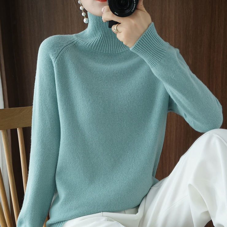 Turtleneck Pullover Fall/winter 2022 Cashmere Sweater Women Pure Color Casual Long-sleeved Loose Pullover Bottoming Women&#39;s - Ruby's Fashion