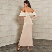 Spaghetti Strap Cold-Shoulder Maxi Sheath Dress - Ruby's Fashion