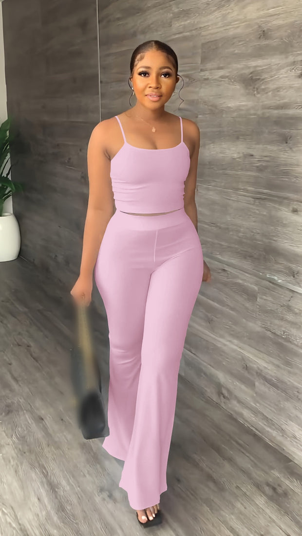 women outfits summer 2 piece set pants with crop top - Ruby's Fashion