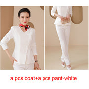 IZICFLY Autumn Spring Style Fashion White Blazer Sets With Pant Korean Ladies Business Suits For Women Work Wear Two Piece - Ruby's Fashion