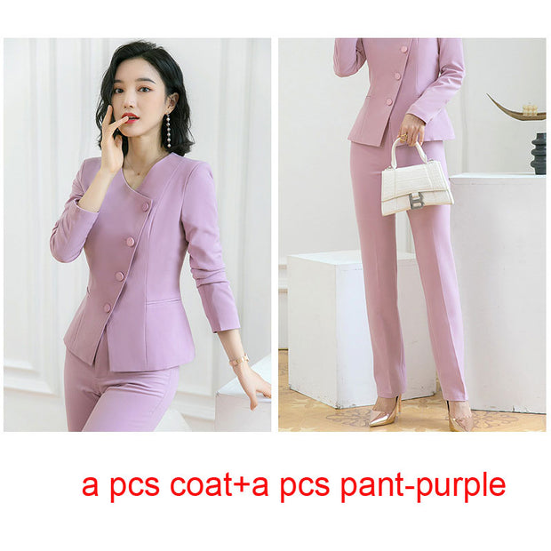 IZICFLY Autumn Spring Style Fashion White Blazer Sets With Pant Korean Ladies Business Suits For Women Work Wear Two Piece - Ruby's Fashion