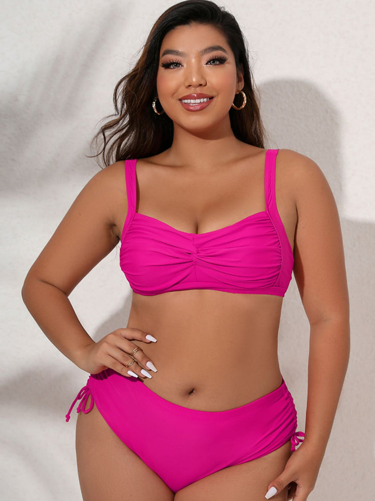 Plus Size Twist Front Tied Bikini Set - Ruby's Fashion