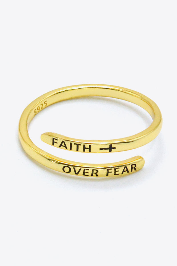 FAITH OVER FEAR Bypass Ring - Ruby's Fashion