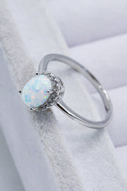 925 Sterling Silver 4-Prong Opal Ring - Ruby's Fashion