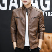 Youth Motorcycle Pu Leather Stand Collar Jacket - Ruby's Fashion