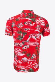 Tropical Print Button-Up Beach Shirt