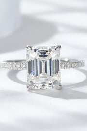 Emerald Cut 4 Carat Moissanite Side Stone Ring - Ruby's Fashion