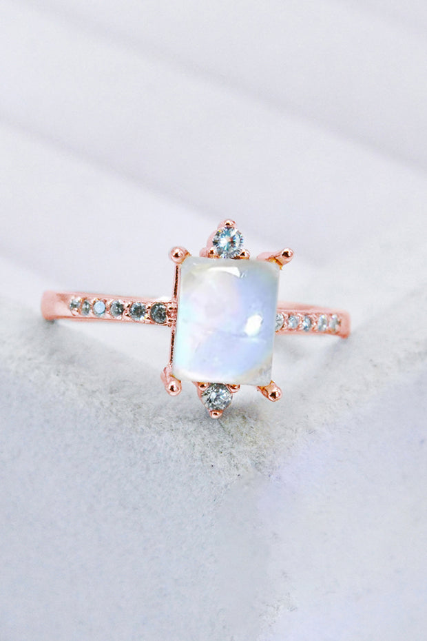 925 Sterling Silver Square Moonstone Ring - Ruby's Fashion