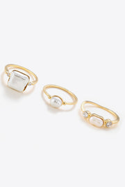 Pearl 18K Gold-Plated Ring Set - Ruby's Fashion