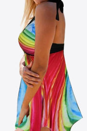 Multicolored Halter Neck Two-Piece Swimsuit - Ruby's Fashion