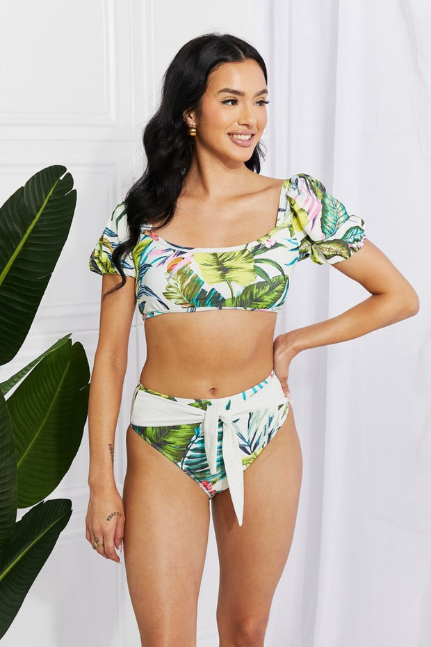 Marina West Swim Vacay Ready Puff Sleeve Bikini in Floral - Ruby's Fashion