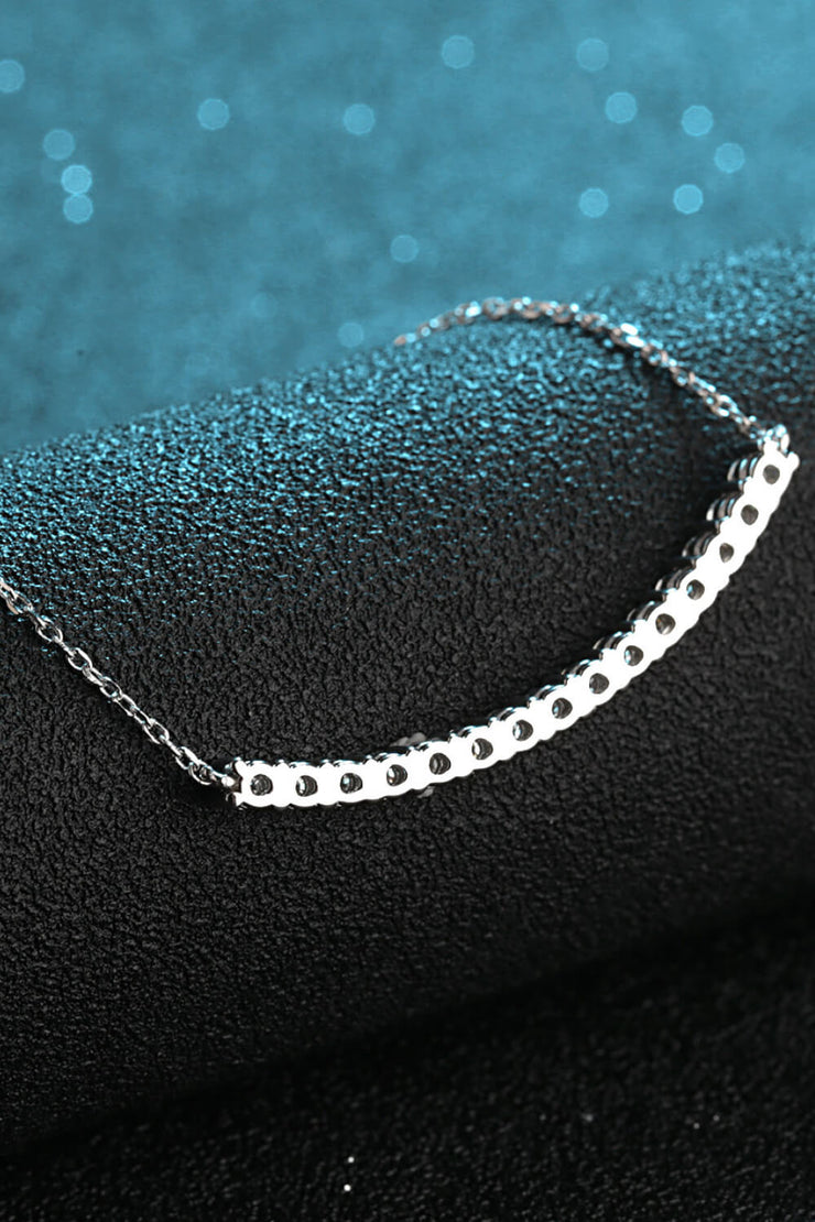 Sterling Silver Curved Bar Necklace - Ruby's Fashion