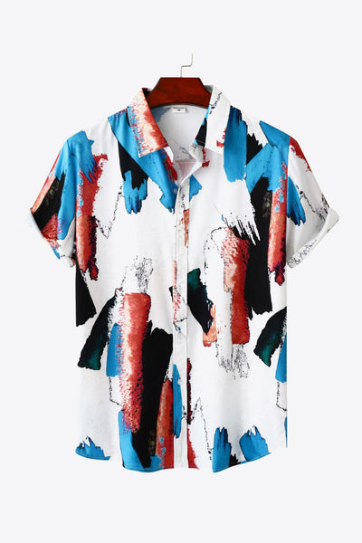 Printed Button Front Short Sleeve Shirt