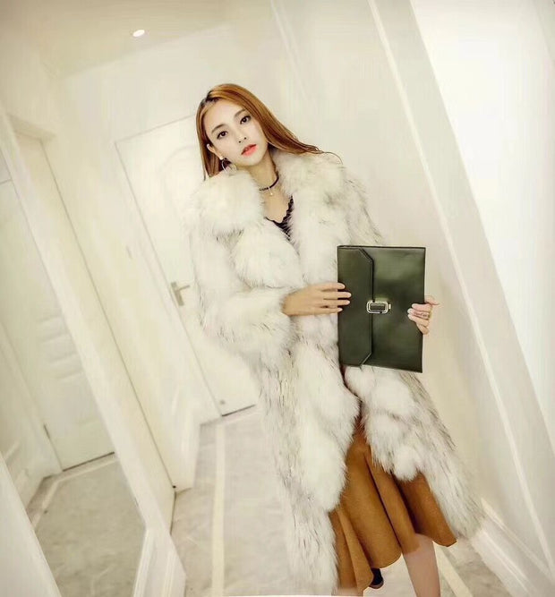 Korean Woven Lapel Ruffled Fur Trench Coat - Ruby's Fashion