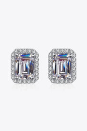 1 Carat Moissanite Rhodium-Plated Square Stud Earrings - Ruby's Fashion