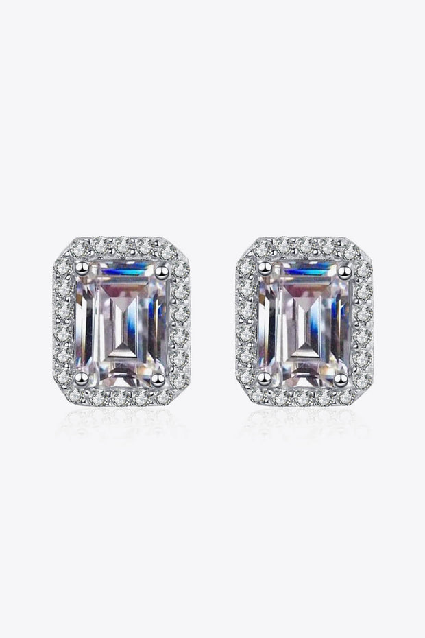 1 Carat Moissanite Rhodium-Plated Square Stud Earrings - Ruby's Fashion