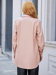 Button Front Side Slit Shirt - Ruby's Fashion