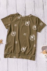 Girls Dandelion Print Round Neck Tee - Ruby's Fashion