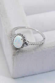 925 Sterling Silver Platinum-Plated Opal Ring - Ruby's Fashion