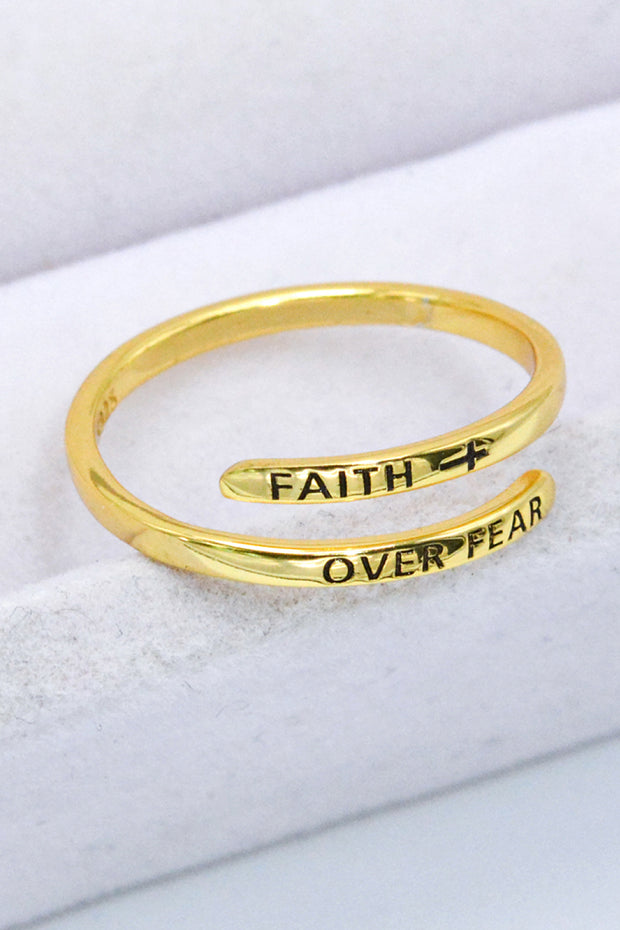 FAITH OVER FEAR Bypass Ring - Ruby's Fashion