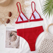 Spaghetti Strap Ribbed Bikini Set - Ruby's Fashion