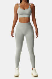 Double-Strap Sports Bra and Leggings Set - Ruby's Fashion