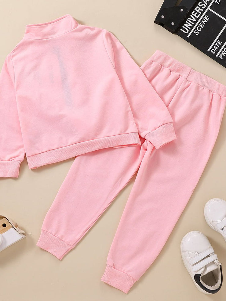 Kids SMILE Half Zip Sweatshirt and Joggers Set - Ruby's Fashion