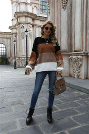 Color Block Round Neck Sweater