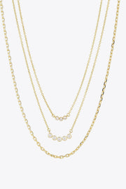 Zircon Chain-Link Necklace Three-Piece Set - Ruby's Fashion