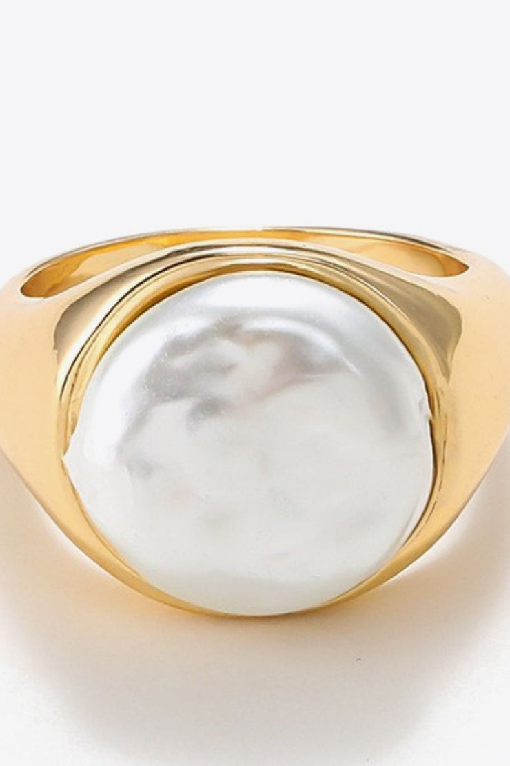 Pearl 18K Gold-Plated Alloy Ring - Ruby's Fashion