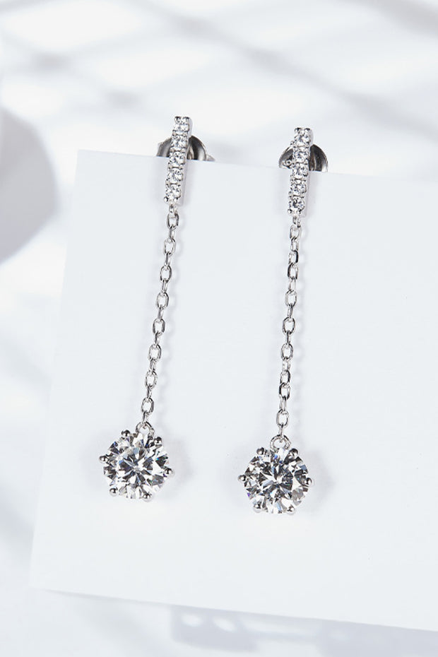 6-Prong Round Moissanite Drop Earrings - Ruby's Fashion