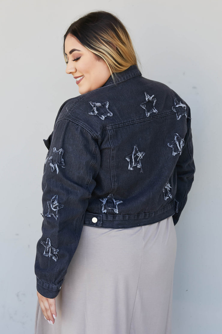 Sweet Generis Star-Crossed Full Size Run Cropped Denim Jacket - Ruby's Fashion