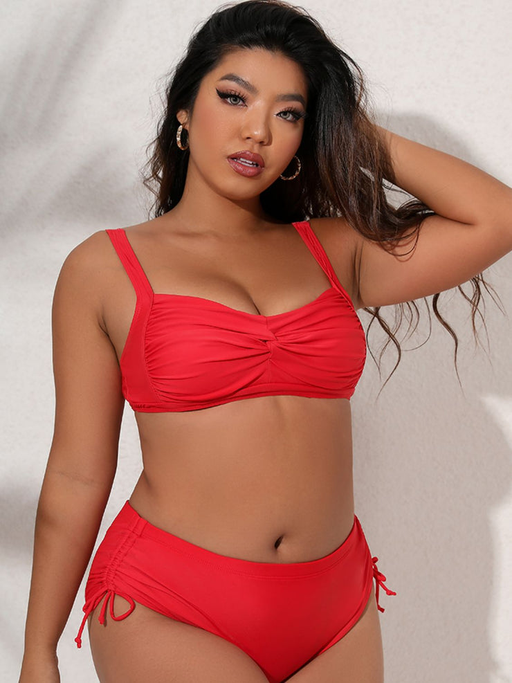 Plus Size Twist Front Tied Bikini Set - Ruby's Fashion