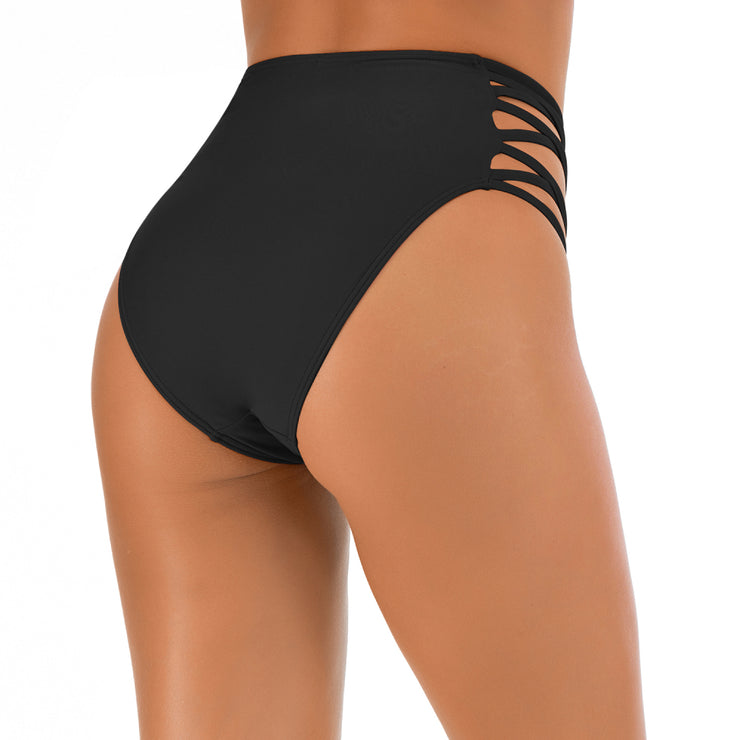 Crisscross Strap High Waist Swim Bottoms - Ruby's Fashion