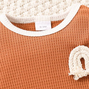 Baby Contrast Trim Waffle-Knit Long Sleeve Bodysuit - Ruby's Fashion