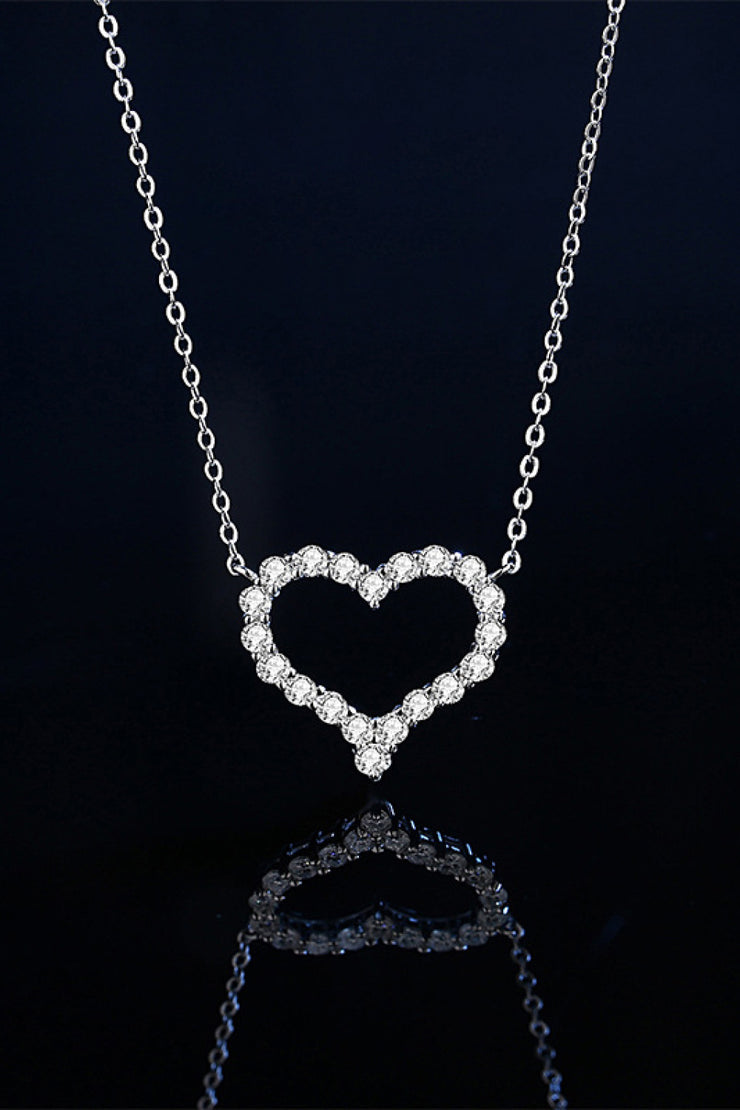 1 Carat Moissanite Heart Pendant Chain-Link Necklace - Ruby's Fashion