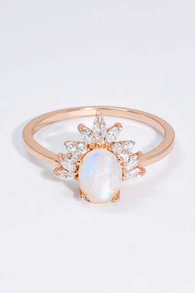 18K Rose Gold-Plated Natural Moonstone Ring - Ruby's Fashion