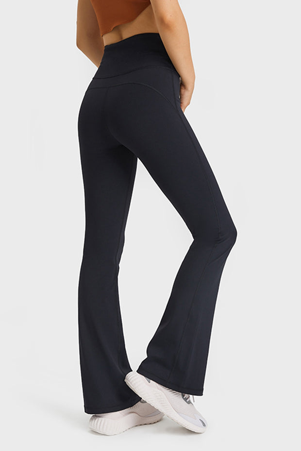 Elastic Waist Flare Yoga Pants - Ruby's Fashion