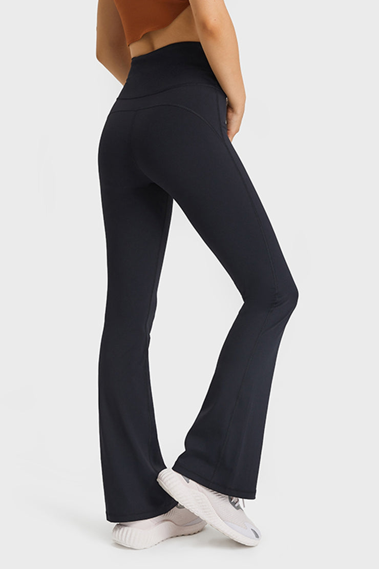 Elastic Waist Flare Yoga Pants - Ruby's Fashion